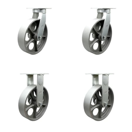 Service Caster 10'' Heavy Duty Semi Steel Cast Iron Wheel Caster Set 2 Swivel 2 Rigid, 4PK CRAN-SCC-KP92S1030-SSR-2-R-2